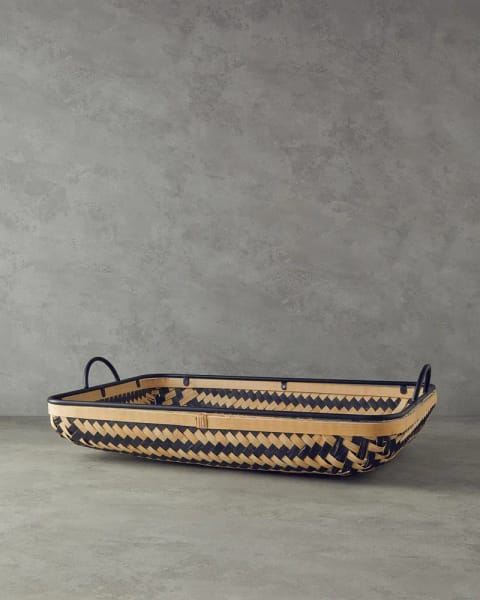 سینی تزئینی Bamboo ۶۵×۴۲×۱۸ سانتی‌متر طبیعی-مشکی
