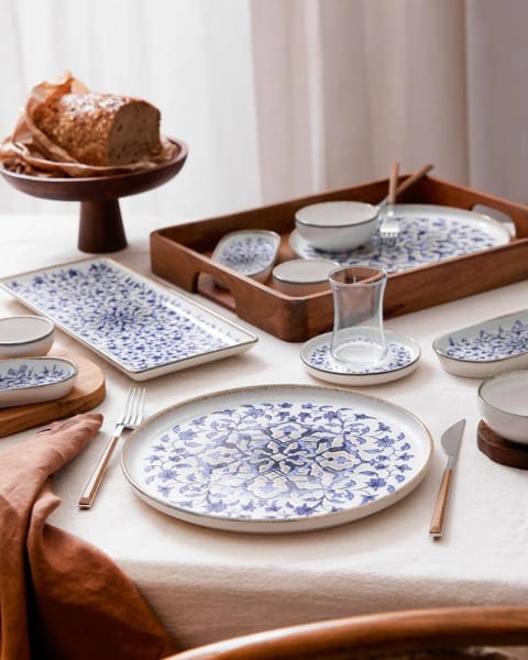 ست صبحانه‌خوری Kütahya Porselen Bone Nordic، ۲۸ پارچه، ۶ نفره، آبی