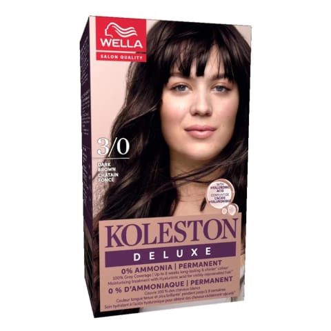 رنگ مو دائمی Wella Koleston Deluxe بدون آمونیاک 3/0 قهوه ای تیره