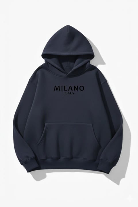 سویشرت اورسایز یونیسکس uyguntarz طرح چاپی Milano Italy بافت سهنخ نرم