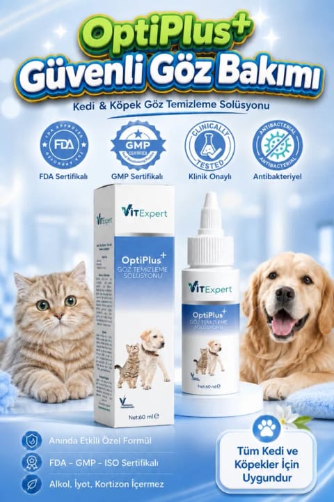 Vitexpert OptiPlus محلول شستشوی چشم سگ و گربه آنتیباکتریال آلرژی...