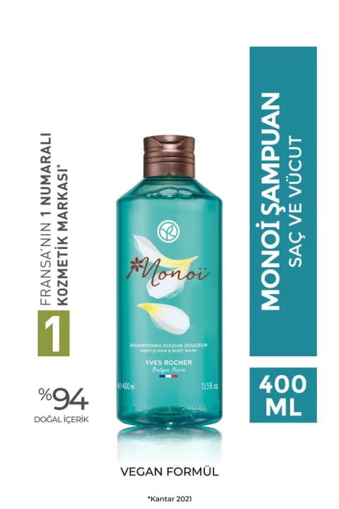 Yves Rocher شامپو مرطوبکننده مو و بدن مونوی تاهیتی