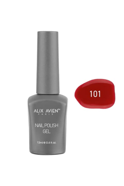 لاک ماندگار قرمز Alix Avien 101 - ژل لاک رنگدهنده غلیظ ۱۲ میلیلیتر - UV Nail Gel