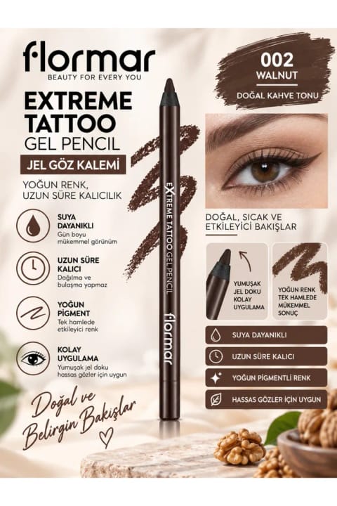 خط چشم تاتو فلورمار Extreme Tattoo - 002 Walnut - 1.2 گرم – ضدآب با پیگمنت غلیظ