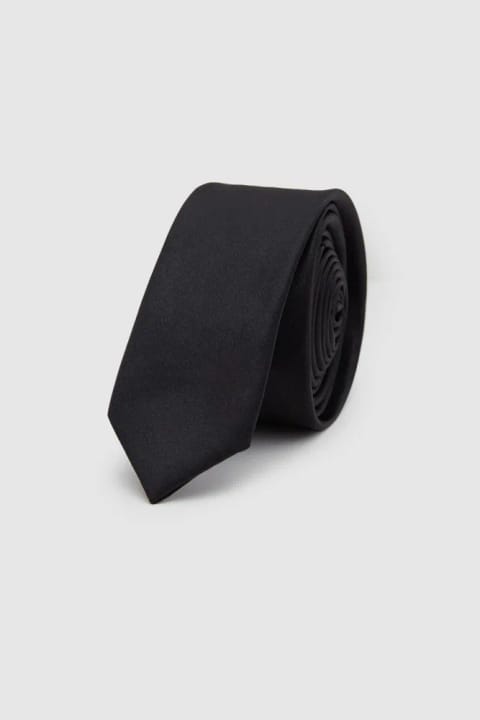 D'S Damat کراوات مشکی ساده ۴ سانتی‌متری