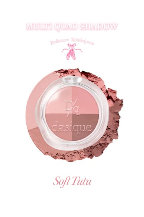 پالت سایه چشم 4 رنگي dasique مات، بافت نرم، بدون ریزش Multi Quad Shado — 03 Soft Tutu