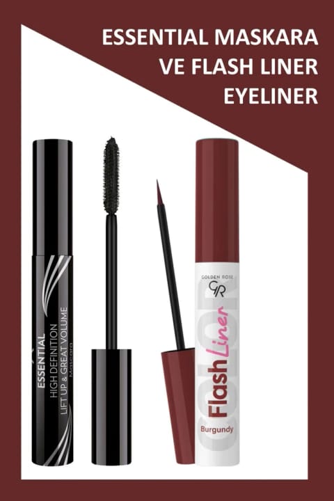 Golden Rose Essential حجم‌دهنده ماسکارا مشکی و Flash Liner آستر چشم بورdu