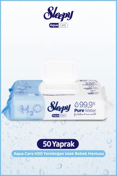 Sleepy Aquacare H2O دستمال مرطوب نوزاد ۵۰ عددی