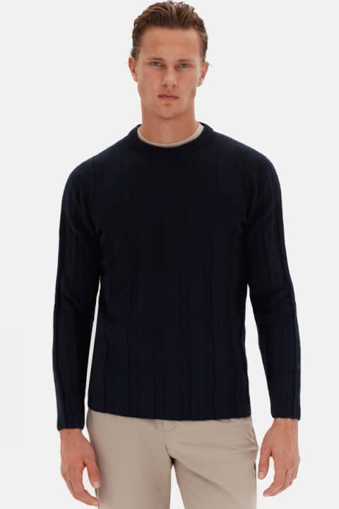 Twn سویشرت بافت ریب اسلیم فیت سرمه‌ای