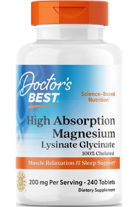 Doctor's Best منیزیم لیزینات گلیسینات با جذب بالا ۱۰۰ میلی‌گرم، ۲۴۰ قرص