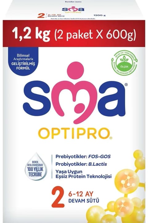 SMA Optipro 1200gr شماره 2 شیر ادامه (۶-۱۲ ماه) قوطی