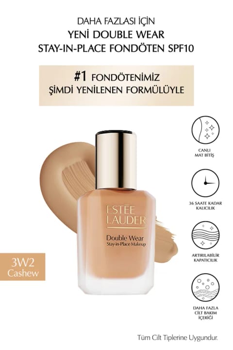 فونداسیون Estee Lauder Double Wear Stay-in-Place SPF10 با فینیش مات شاداب (3W2 CA...