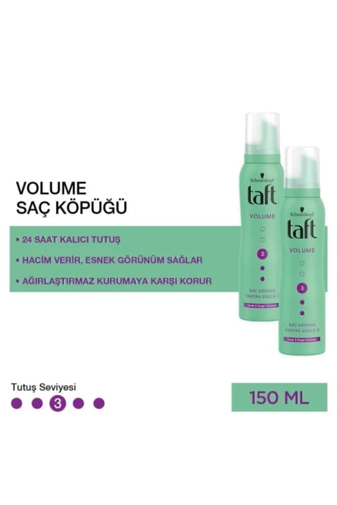 Taft True Volume مووس موی حجم‌دهنده انعطاف‌پذیر با قدرت فوق‌العاده ۲×۱۵۰ میلی‌لیتر