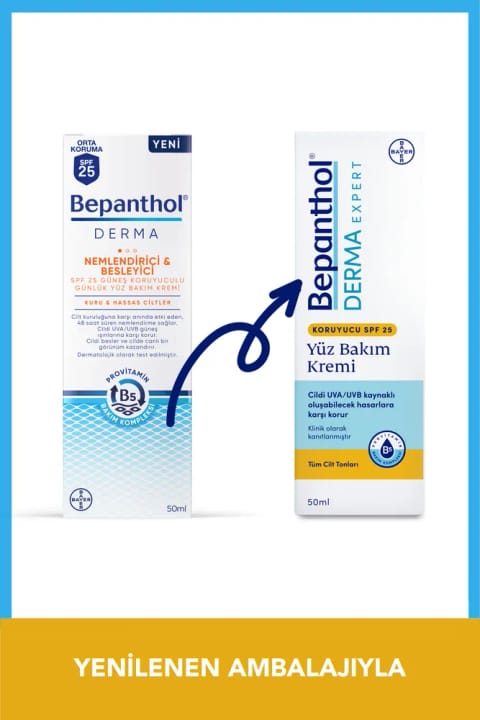 Bepanthol Derma مرطوب‌کننده و مغذی SPF 25 کرم مراقبت روزانه صورت 50 میلی‌لیتر