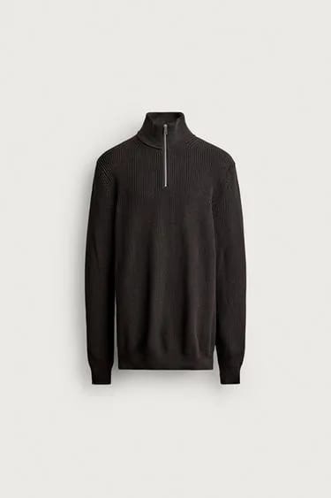 PURL KNIT QUARTER-ZIP JUMPER