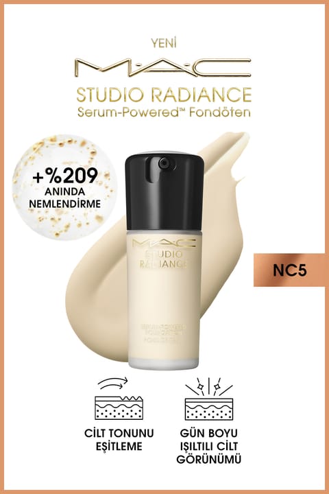 فونداسیون M.A.C Studio Radiance Serum-powered™ با فینیش درخشان و اثر مراقبت از پوست