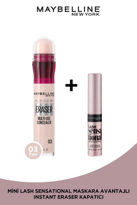 کانسیلر Maybelline New York Instant Anti Age Eraser - شماره 03 Fair و ریمل Mini Lash Se...