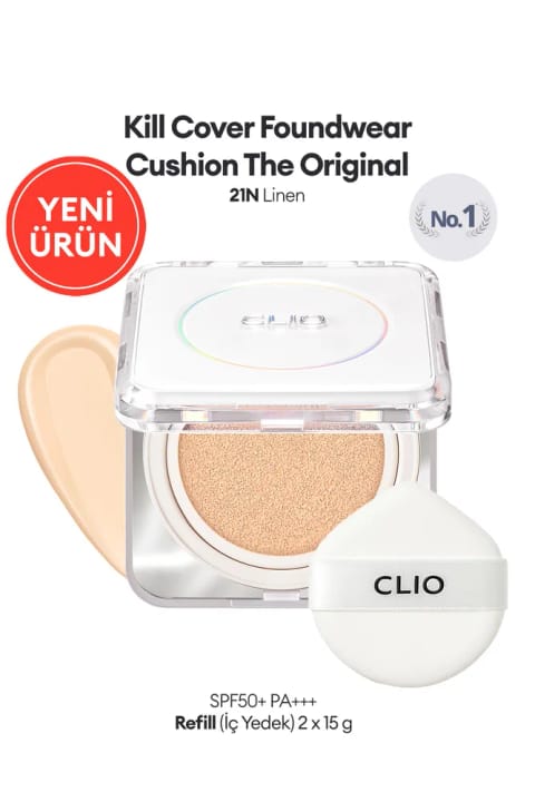 CLIO کوشن فوندتن Kill Cover Founwear The Original با مات فینیش + رفیل (21N Linen...)