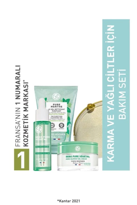 Yves Rocher ست روتین پوست ترکیبی/چرب با کیف