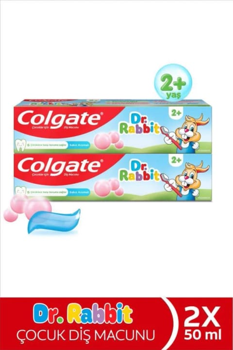 خمیردندان کودکان Colgate Dr. Rabbit Bubblegum 50 میلی‌لیتر x2