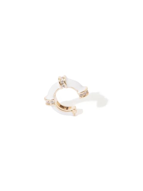 Ear Cuff تک‌نفره با ردیف سنگ و جزئیات Gold - سفید