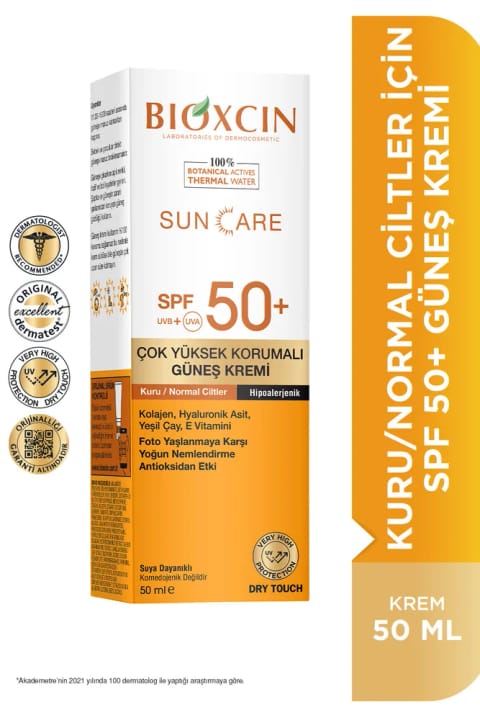 Bioxcin کرم ضد آفتاب SPF 50+ مخصوص پوست خشک با محافظت بسیار بالا