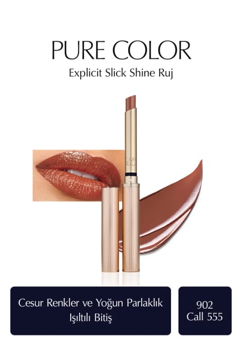 رژ لب براق Estee Lauder مدل Pure Color Explicit Slick Shine - رنگ Ren... — 902 Call 555