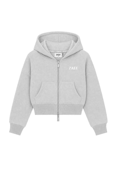 zaee هودی زیپ‌دار کراپ با گلدوزی، قابل استفاده در تمام فصول