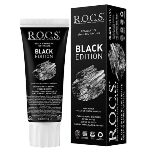 Rocs Black Edition خمیر دندان زغالی 60 میلی‌لیتر