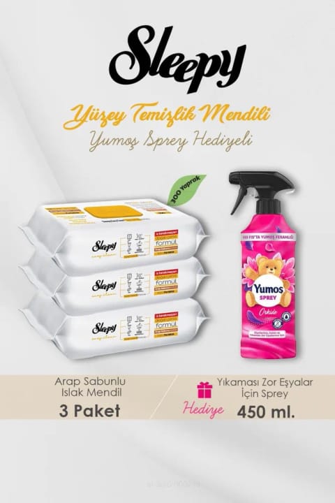 Sleepy 300 عدد دستمال تمیزکننده با صابون عربی، رایحه ارکیده