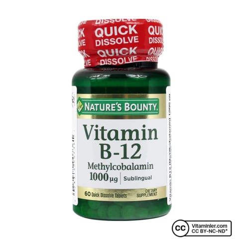 Nature's Bounty Vitamin B12 Methylcobalamin 1000 Mcg 60 Dilaltı Tableti