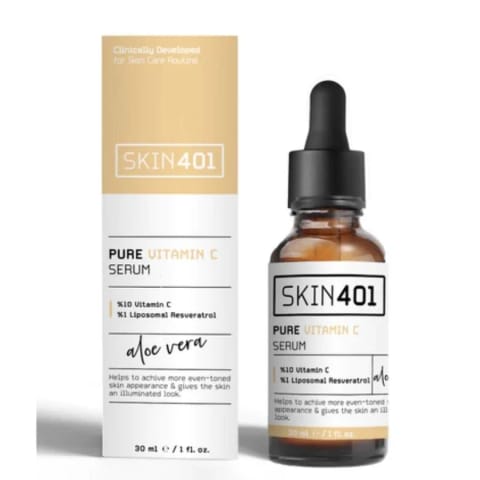 Skin401 سرم روشن‌کننده و یکدست‌کننده رنگ پوست با 10% Vitamin C حجم 30 میلی‌لیتر
