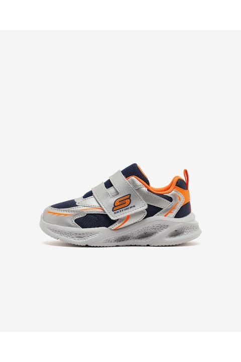 SKECHERS METEOR-LIGHTS - GLOW پسر بچه نقرهای/نارنجی کفش اسپرت چراغدار