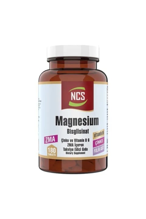 NCS ZMA مگنزیوم بیس گلایسینات زینک فولیک اسید ویتامین B6 180 قرص