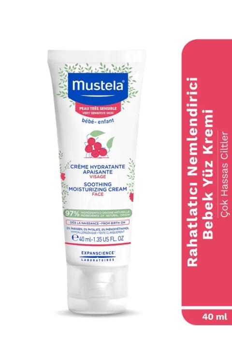 کرم صورت تسکین‌دهنده و آرام‌بخش پوست بسیار حساس Mustela با ۹۷٪ محتوای طبیعی