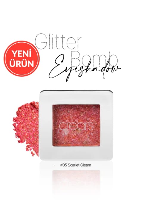 Cre'ars سایه چشم تکی Glitter Bomb با درخشش جواهر — 05 Scarlet
