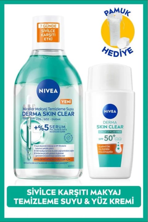 NIVEA SPF50+ Derma Skin Clear ضد آفتاب و پاک‌کننده آرایش ۴۰ میلی‌لیتر