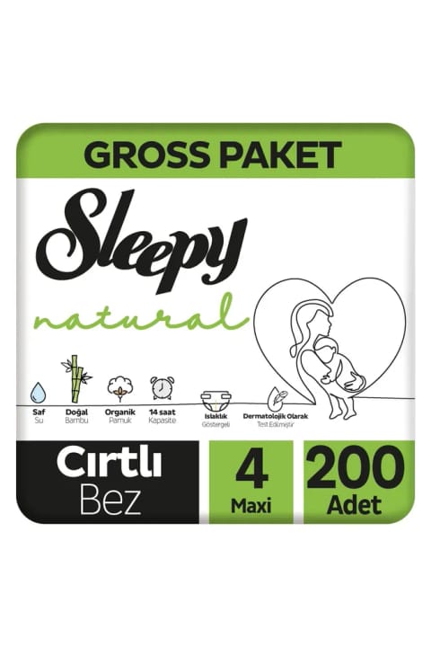 Sleepy Natural بسته بزرگ پوشک بچه سایز ۴ ماکسی ۲۰۰ عددی