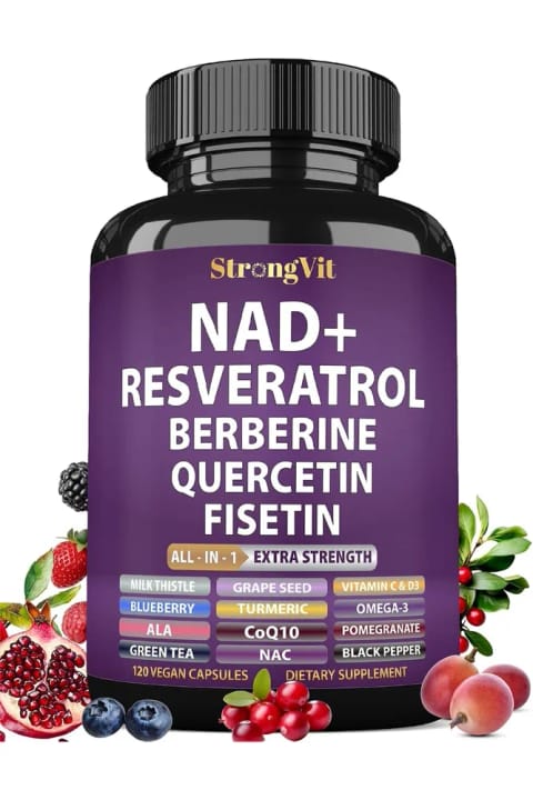 Strong Strongvit NAD+ Resveratrol Berberine Quercetin Fisetin 120 کپسول Usa ...