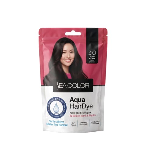 رنگ موی پودری دائمی Sea Color Aqua Hair Dye شماره 3.0 قهوه‌ای تیره