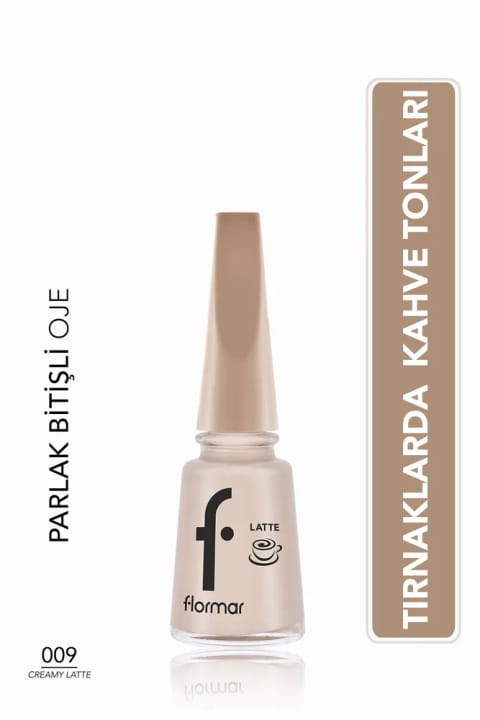 Flormar Latte لاک ناخن قهوهای با پیگمنت بالا و براق