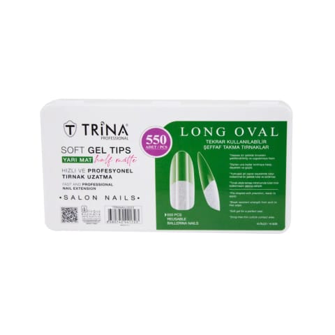 ست ناخن مصنوعی ژل نرم Trina مدل Long Oval نیمهمات ۵۵۰ عددی TRNNAIL0022
