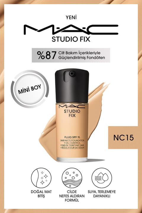 فونداسیون مینی مات M.A.C Studio Fix Fluid SPF 15 - NC15 - 15 ml