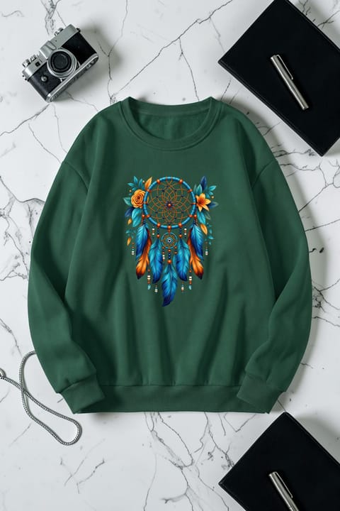 سویشرت یقه گرد یونیسکس uyguntarz با طرح Dreamcatcher