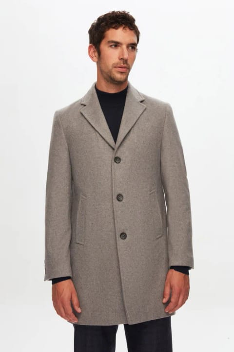 D'S Damat کت کشمیر یقه تک رنگ گری سایز مناسب