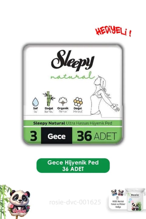 نواربهداشتی شبانه Sleepy Natural اولترا حساس ۳۶ عددی به همراه پنبه روزی