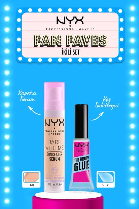 NYX Professional Makeup Bare With Me کانسیلر سرم 02 Light & The Brow Glue