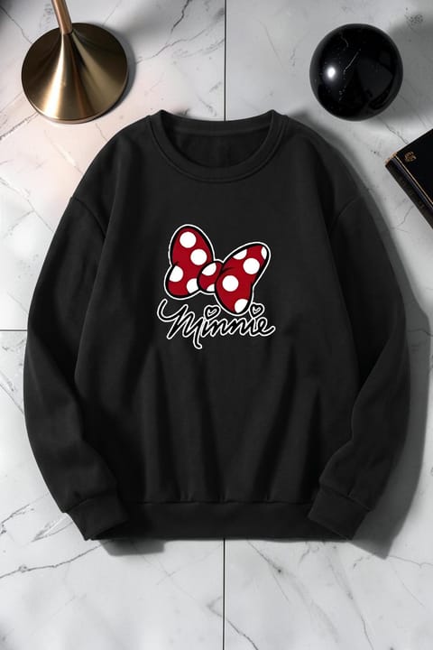 سویشرت یقه گرد یونیسکس uyguntarz با طرح Minnie