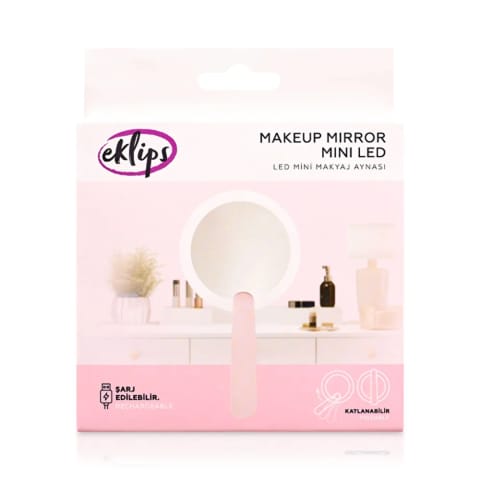 Eklips آینه آرایشی مینی LED صورتی