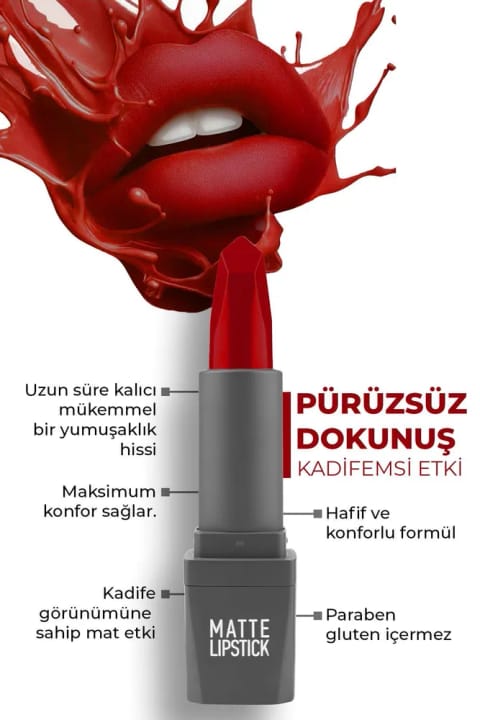 Alix Avien رژ لب مات مخملی بلندمدت با رنگ دهی غلیظ و مرطوبکننده — 422 Wild Red